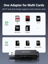 SD Card Reader Portable USB 3.0 Dual Slot Flash Memory Card Adapter Hub for TF