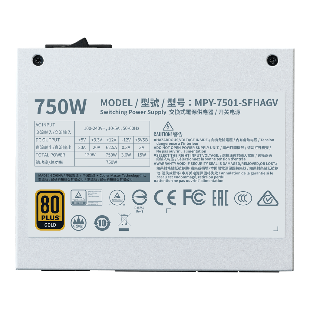 V SFX Gold , Fully Modular 750W ATX 3.0 A/EU Cable White Edition