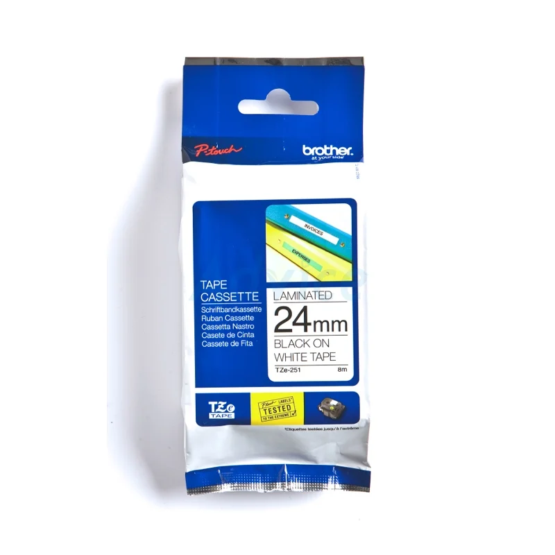 BROTHER P-Touch Label TZe-Tape TZe-251 - Black on White, 24mm x 8m